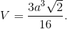 V = {{3{a^3}\sqrt 2 } \over {16}}.