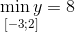\mathop {\min y}\limits_{\left[ { - 3;2} \right]} = 8