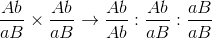 {{Ab} \over {aB}} \times {{Ab} \over {aB}} \to {{Ab} \over {Ab}}:{{Ab} \over {aB}}:{{aB} \over {aB}}