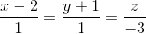$${{x - 2} \over 1} = {{y + 1} \over 1} = {z \over { - 3}}$$