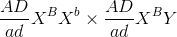 {{AD} \over {ad}}{X^B}{X^b} \times {{AD} \over {ad}}{X^B}Y