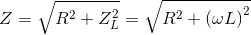 Z = \sqrt {{R^2} + Z_L^2} = \sqrt {{R^2} + {{\left( {\omega L} \right)}^2}}