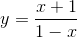 y=\frac{x+1}{1-x}
