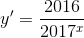 y'=\frac{2016}{2017^x }