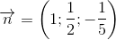 \overrightarrow{n}=\left ( 1;\frac{1}{2};-\frac{1}{5} \right )