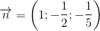 \overrightarrow{n}=\left ( 1;-\frac{1}{2};-\frac{1}{5} \right )