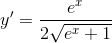 y'=\frac{e^x}{2\sqrt{e^x+1}}