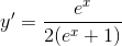 y'=\frac{e^x}{2(e^x+1)}