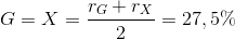 G = X = {{{r_G} + {r_X}} \over 2} = 27,5\%
