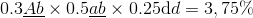 0.3\underline {Ab} \times 0.5\underline {ab} \times 0.25{\rm{d}}d = 3,75\%