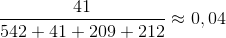 {{41} \over {542 + 41 + 209 + 212}} \approx 0,04