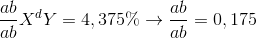 {{ab} \over {ab}}{X^d}Y = 4,375\% \to {{ab} \over {ab}} = 0,175