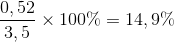 \frac{{0,52}}{{3,5}} \times 100\% = 14,9\%
