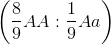 \left( {{8 \over 9}AA:{1 \over 9}Aa} \right)