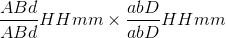 {{ABd} \over {ABd}}HHmm \times {{abD} \over {abD}}HHmm