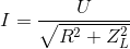 I = {U \over {\sqrt {{R^2} + Z_L^2} }}