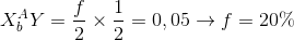 X_b^AY = {f \over 2} \times {1 \over 2} = 0,05 \to f = 20\%