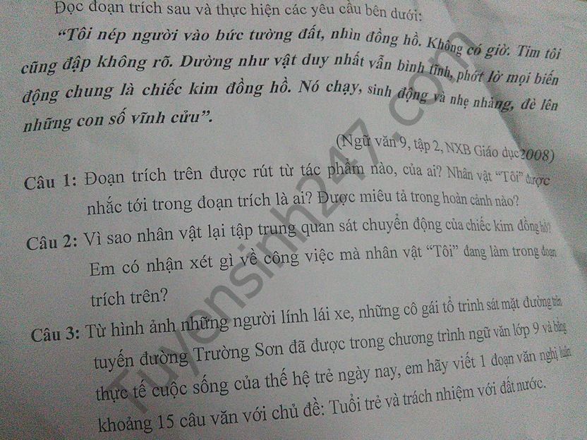 De thi hoc ki 2 lop 9 mon Van – THCS Nguyen Dinh Chieu 2016