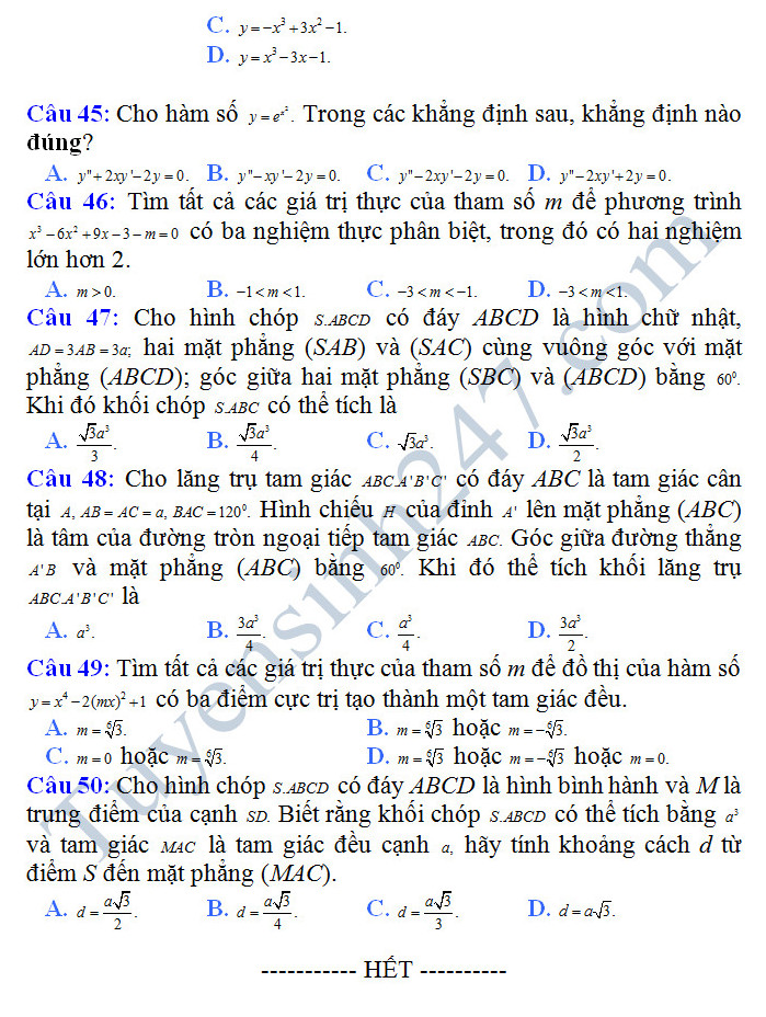 De thi hoc ki 1 mon Toan 12 - So GD&DT Binh Thuan nam 2016-2017