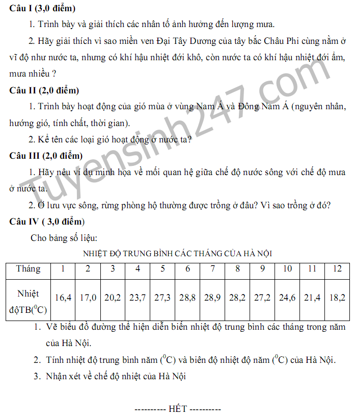 Đề thi Địa lớp 10 giữa kì 1 năm 2017 là một trong những bài kiểm tra quan trọng giúp học sinh định hướng và chuẩn bị cho kỳ thi cuối kỳ. Xem ảnh liên quan đến đề thi này sẽ giúp bạn có cái nhìn tổng quan về đề thi và một số bài giải xuất sắc.