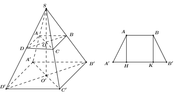 Cho Hình Chóp Cụt Tứ Giác Đều (Abcd.{A}'{B}'{C}'{D}') Có Chiều Cao Bằng  (Asqrt{2}) Và ({A}'{B}'=2,Ab=2A.) Tính Diện Tích Xung Quanh Của Hình Chóp  Cụt Đều Đó.