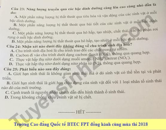 De thi hoc ki 2 mon Sinh lop 12 - THPT Chau Thanh nam 2017-2018