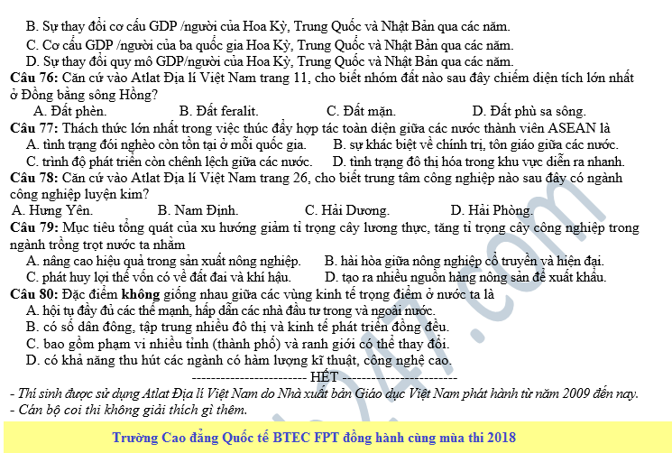 De thi thu THPT QG mon Dia lan 2 nam 2018 -  cum cac truong THPT Chuyen