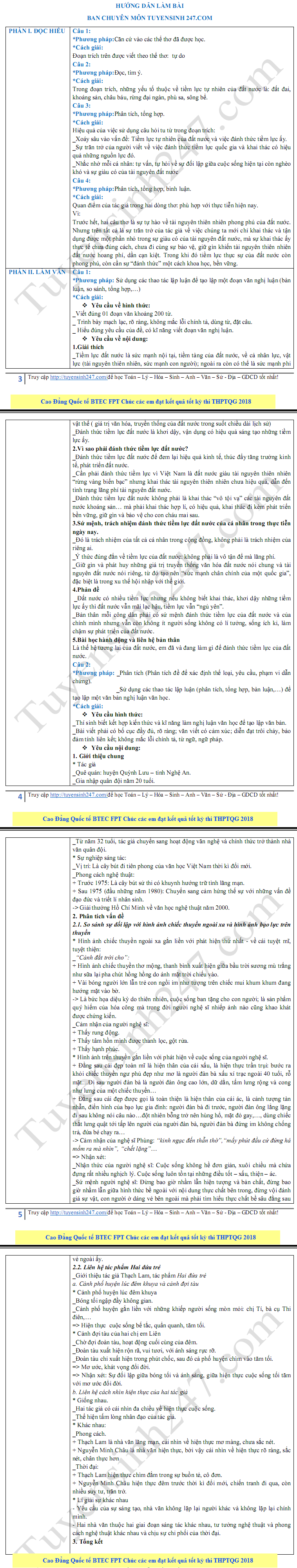 Dap an de thi mon Van THPT Quoc gia nam 2018