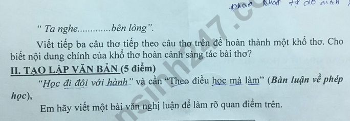 De thi ki 2 mon Van lop 8 THCS Chon Thanh 2019
