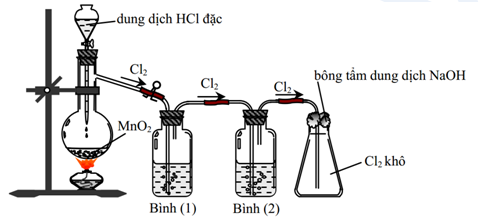 Cho thí nghiệm mô tả thí nghiệm điều chế khí Cl2 từ MnO2 và dung ...