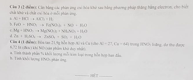 De thi hoc ki 1 lop 10 mon Hoa 2019 - 2020 THPT Dao Duy Tu