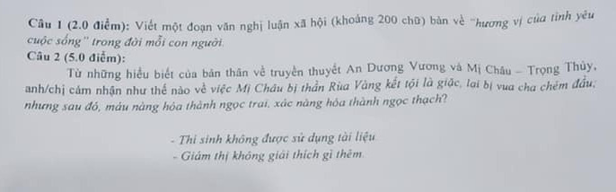 De thi ki 1 lop 10 mon Van Chuyen Nguyen Binh Khiem 2019 - 2020
