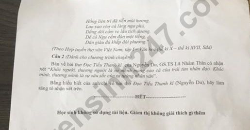 De thi ki 1 lop 10 mon Van 2019 - 2020 THPT Huynh Man Dat