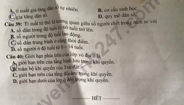 De thi mon Dia lop 10 hoc ki 1 THPT Nguyen Khuyen nam 2019