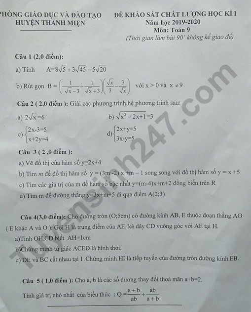 Đề thi học kì 1 lớp 9: Muốn đạt kết quả tốt trong học kì 1 của lớp 9? Hãy thử giải các đề thi dễ dàng hơn chỉ với một cú nhấp chuột. Các đề thi tiêu chuẩn sẽ giúp bạn chuẩn bị tốt hơn cho kỳ thi và đánh giá kiến thức hiệu quả hơn.