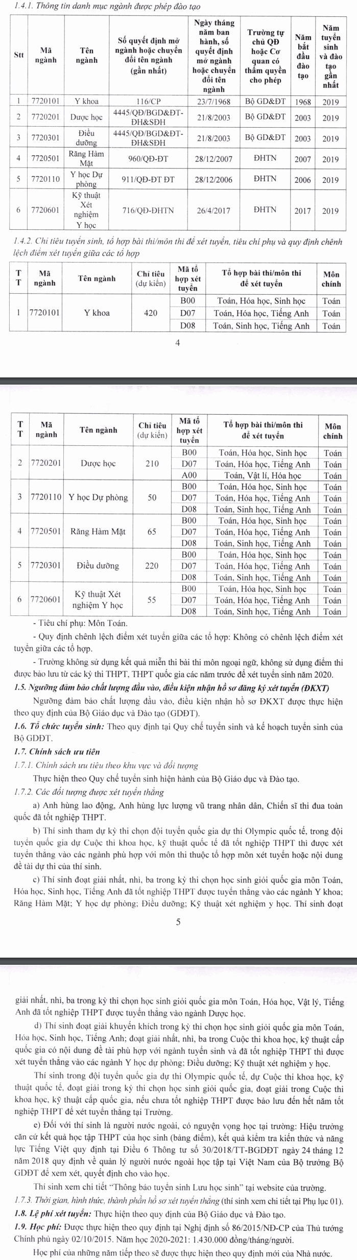 Dai hoc Y duoc - DH Thai Nguyen cong bo phuong an tuyen sinh 2020