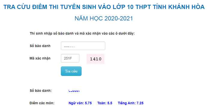 Diem thi vao lop 10 tinh Khanh Hoa nam 2020