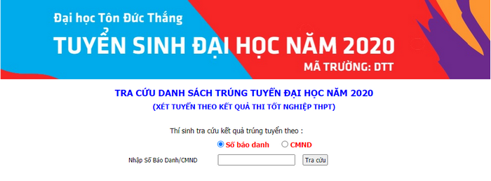 Tra cuu ket qua trung tuyen Dai hoc Ton Duc Thang 2020