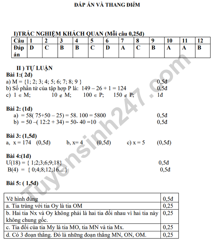 De kiem tra giua ki 1 lop 6 mon Toan - THCS Phung Xa 2020