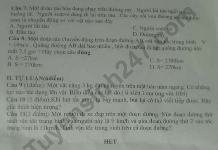 De thi giua hoc ki 1 mon Vat Li lop 8 THCS Bac Lieu - Ninh Binh 2020