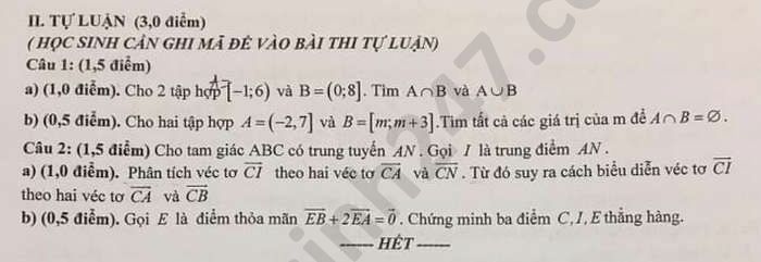 De thi giua HK1 2020 THPT chuyen Luong Van Tuy Toan lop 10