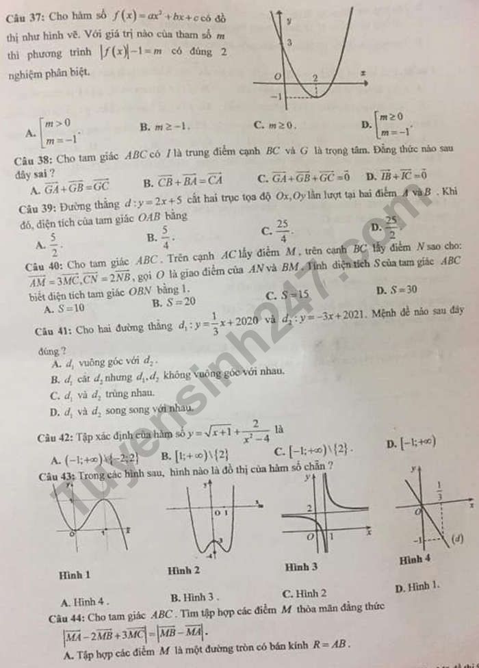 De kiem tra giua KH1 mon Toan 10 THPT Viet Nam - Ba Lan 2020