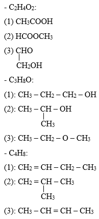 Viết Các Công Thức Cấu Tạo Mạch Hở Có Thể Có Ứng Với Mỗi Công Thức Phân Tử  Sau: C2H4O2, C3H8O, C4H8.