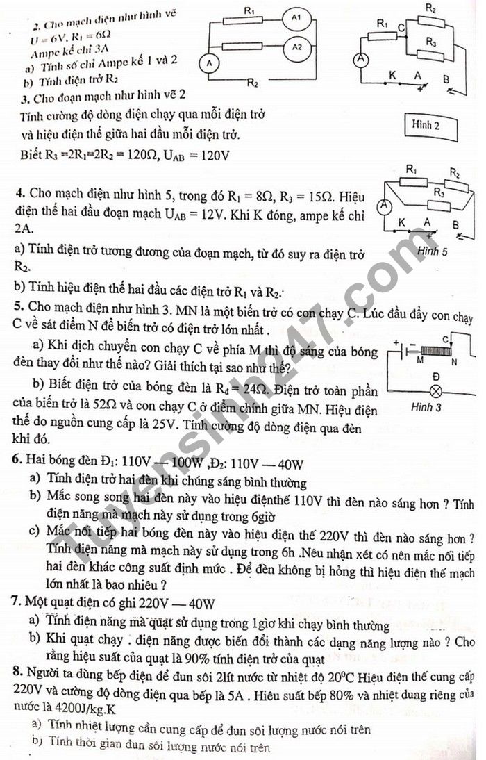 De cuong on tap hoc ki 1 THCS Yen Hoa mon Ly lop 9 nam 2020