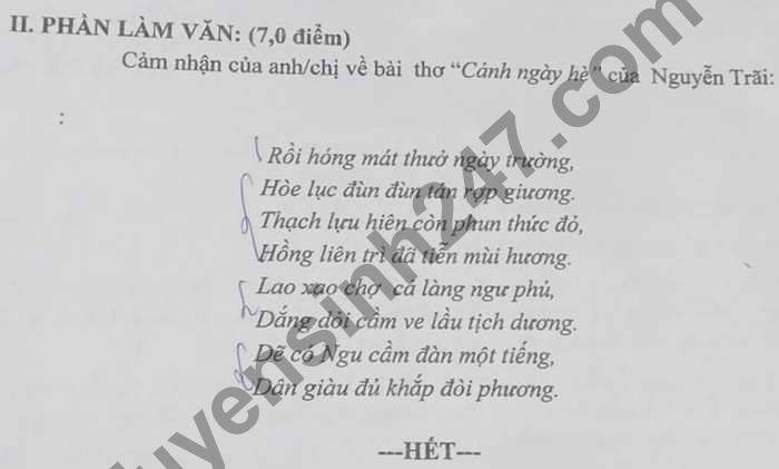 De thi hoc ki 1 mon Van lop 10 THPT Thanh Binh 1 nam 2020