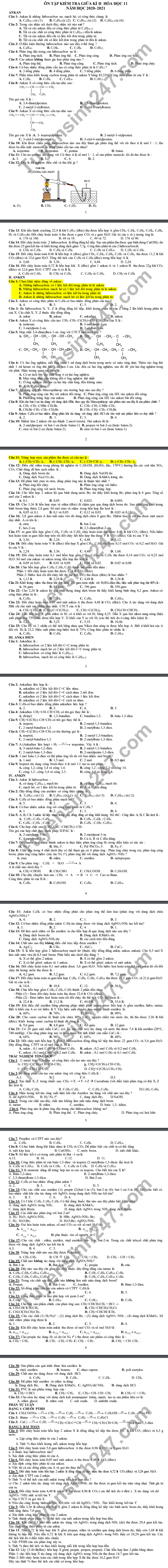 De cuong giua ki 2 Hoa lop 11 THPT Luong Ngoc Quyen 2021