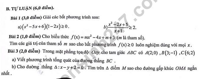 De thi giua ki 2 lop 10 mon Toan 2021 - THPT Ngo Quyen