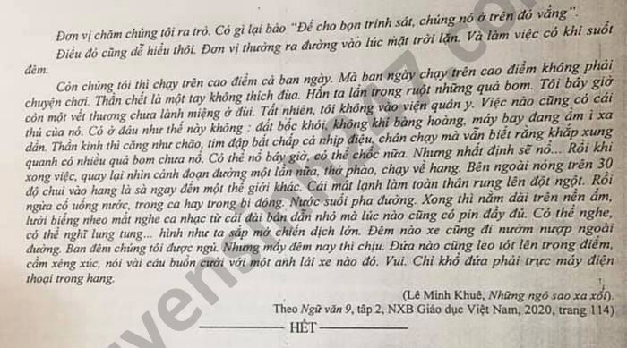 De thi hoc ki 2 nam 2021 mon Van lop 9 tinh Ben Tre - co dap an