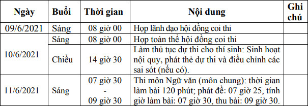 Lich thi vao lop 10 tinh Hau Giang nam 2021 - 2022