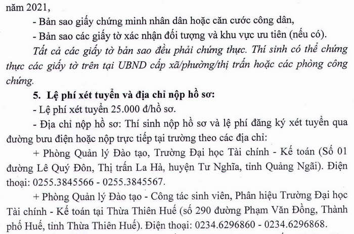 Xet tuyen hoc ba bo sung DH Tai chinh Ke toan dot 4/2021
